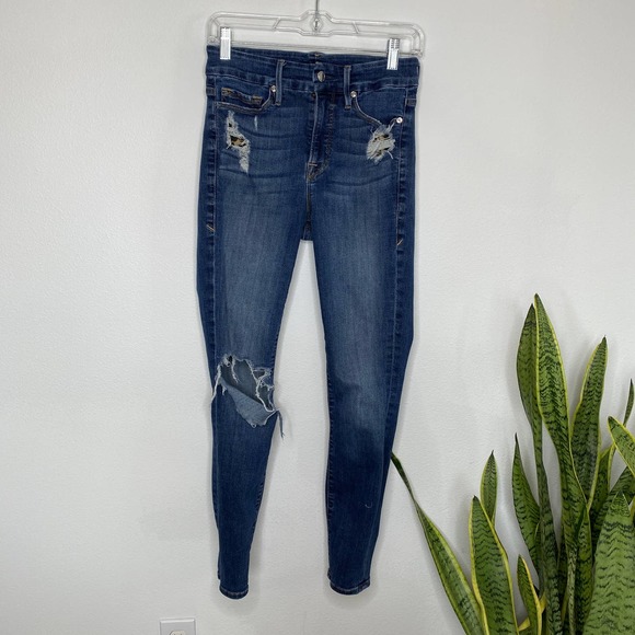 Good American Denim - Good American Good Legs Dark Wash Distressed 4/27